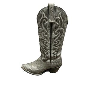 Vintage Gray Ostrich Leather Cowboy Boots | Women’s 6.5 | Tony Lama Style